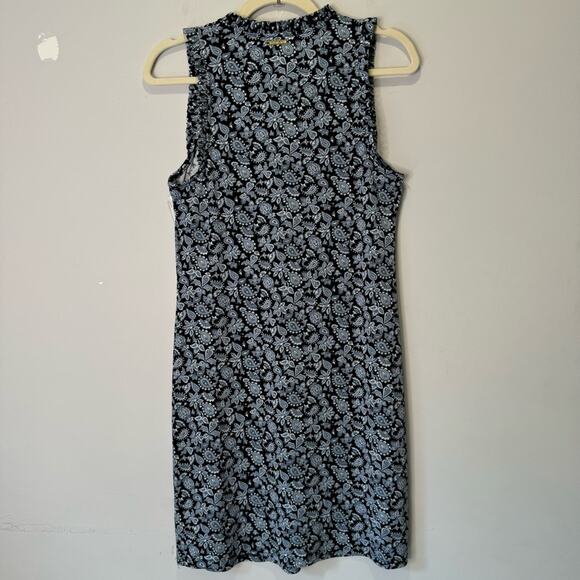NWT Michael Kors Paisley Boho Soft Stretch Mini V-neck Sleeveless Dress XS Blue - Picture 2 of 11